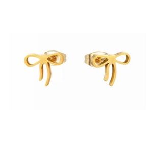 Stainless Steel Bow Knot Stud Earrings Accessories Jewelry